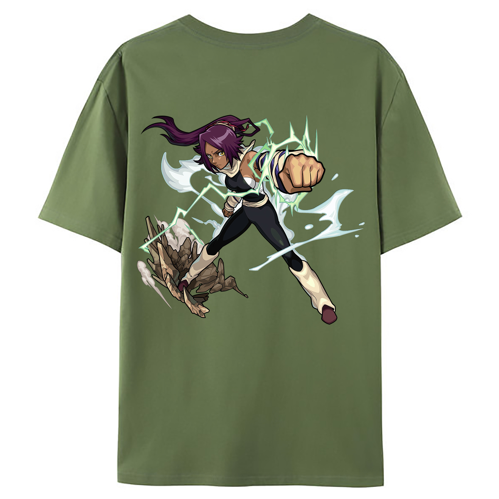 （画像用） ブリーチ 四楓院 夜一（しほういん よるいち） BLEACH Shihouin Yoruichi 綿100％ メンズ半袖Tシャツ（バックプリント） 通気性
